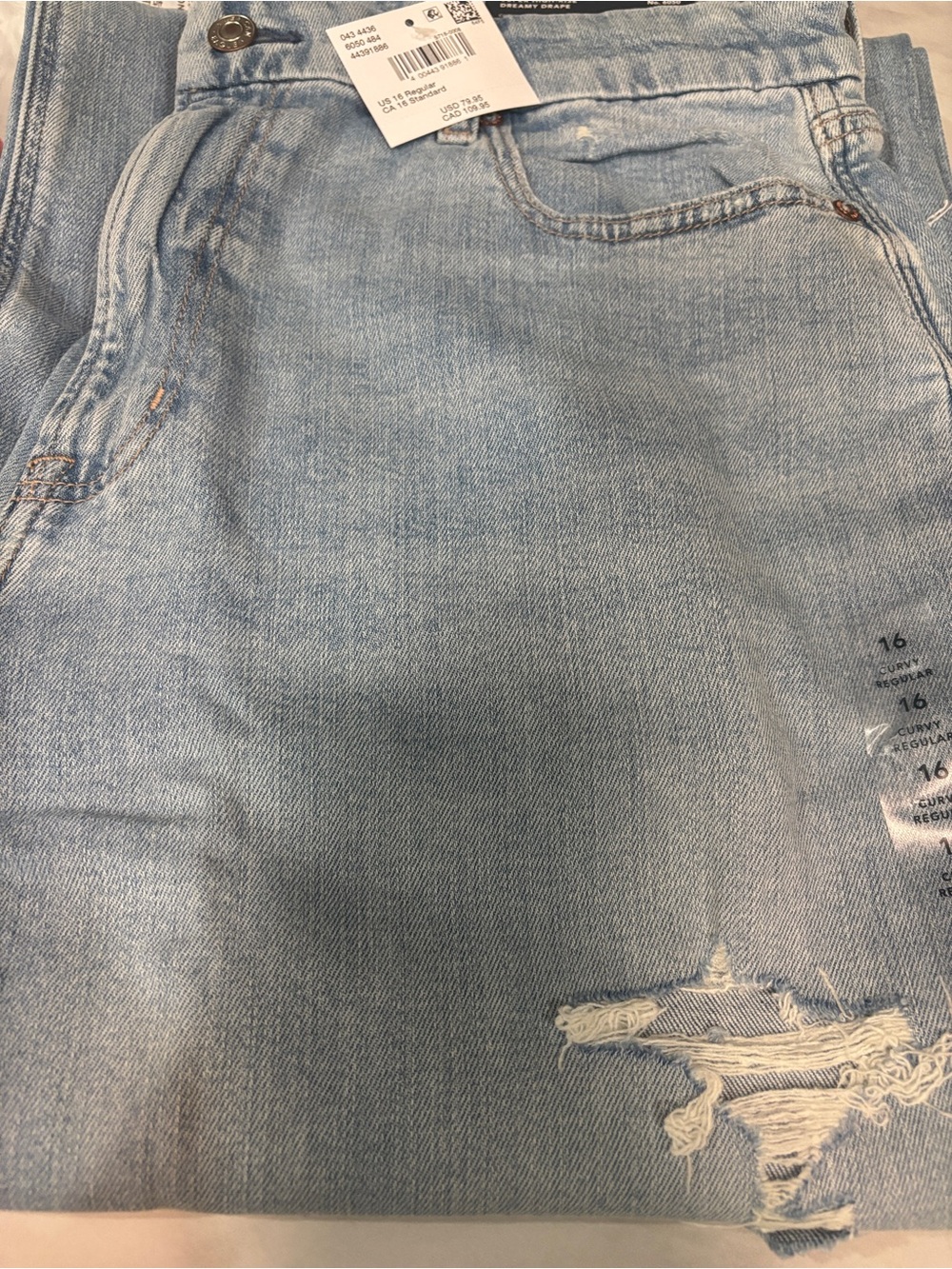 American Eagle Outfitters Light Blue Distressed Wide-Leg Jeans - Picture 3 of 5